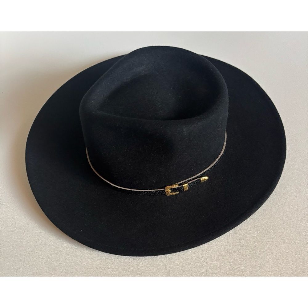 Stetson Mello Felt Unisex Wool Western Hat in Black  with Gold Detail Size S